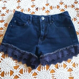 Free people navy blue women's denim shorts with lace size 24
